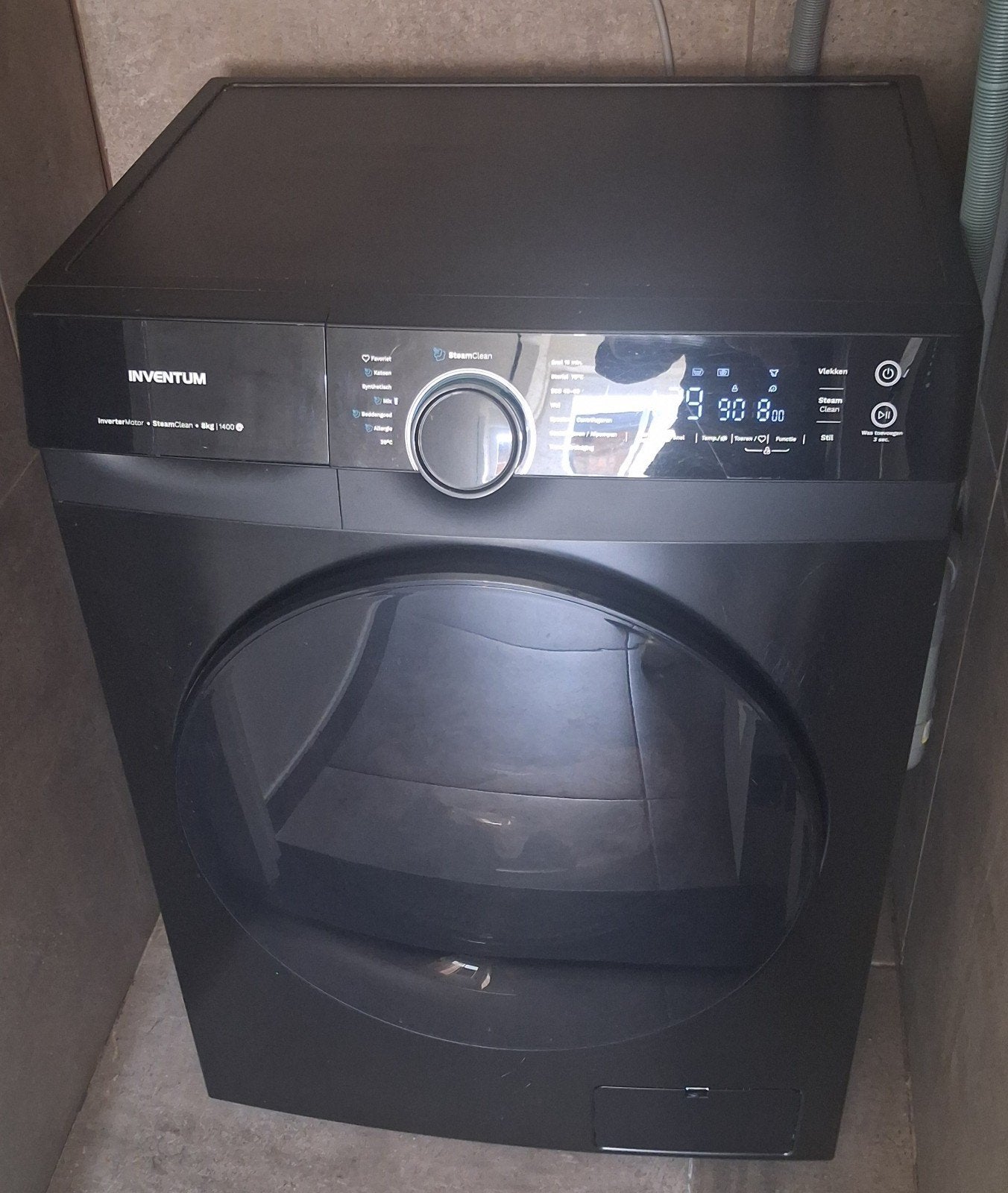 Inventum wasmachine zwart 8kg zgan, Witgoed en Apparatuur, Wasdrogers, Ophalen, Minder dan 85 cm, 8 tot 10 kg, Zo goed als nieuw