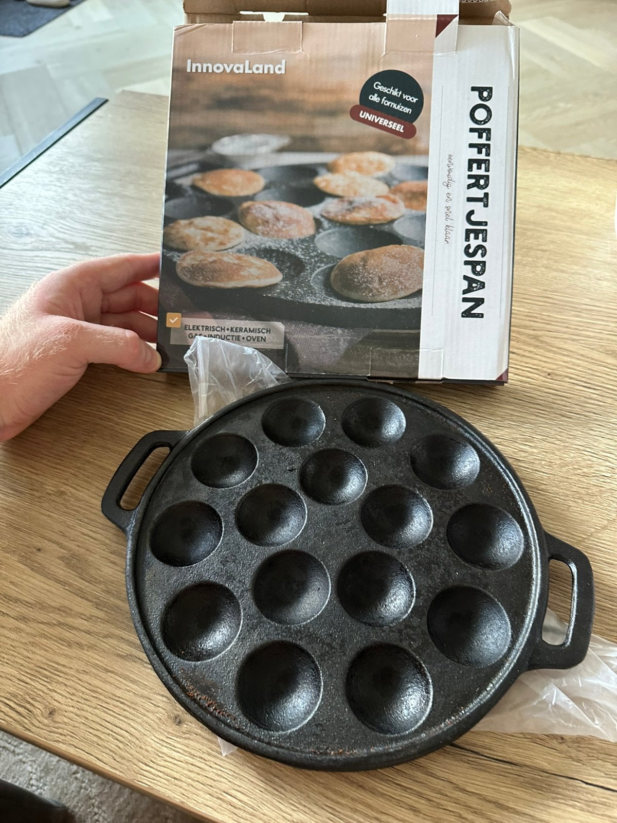 Poffertjespan maar 1x gebruikt, Huis en Inrichting, Keuken | Potten en Pannen, Ophalen of Verzenden, Zo goed als nieuw, Gietijzer