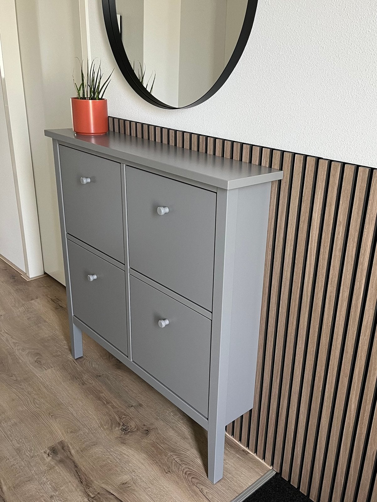 Schoenenkast 4 vakken, grijs, 105x22x107 cm, Ophalen, Zo goed als nieuw