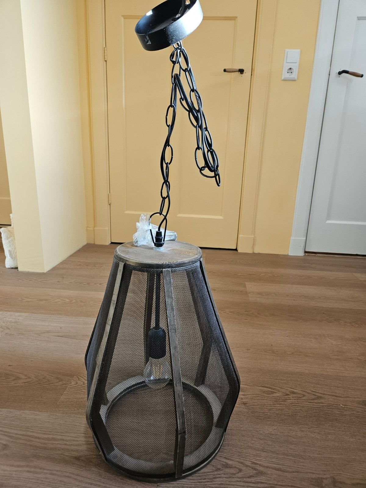 Hanglamp, Ophalen, Zo goed als nieuw, Hout, E27 (groot)