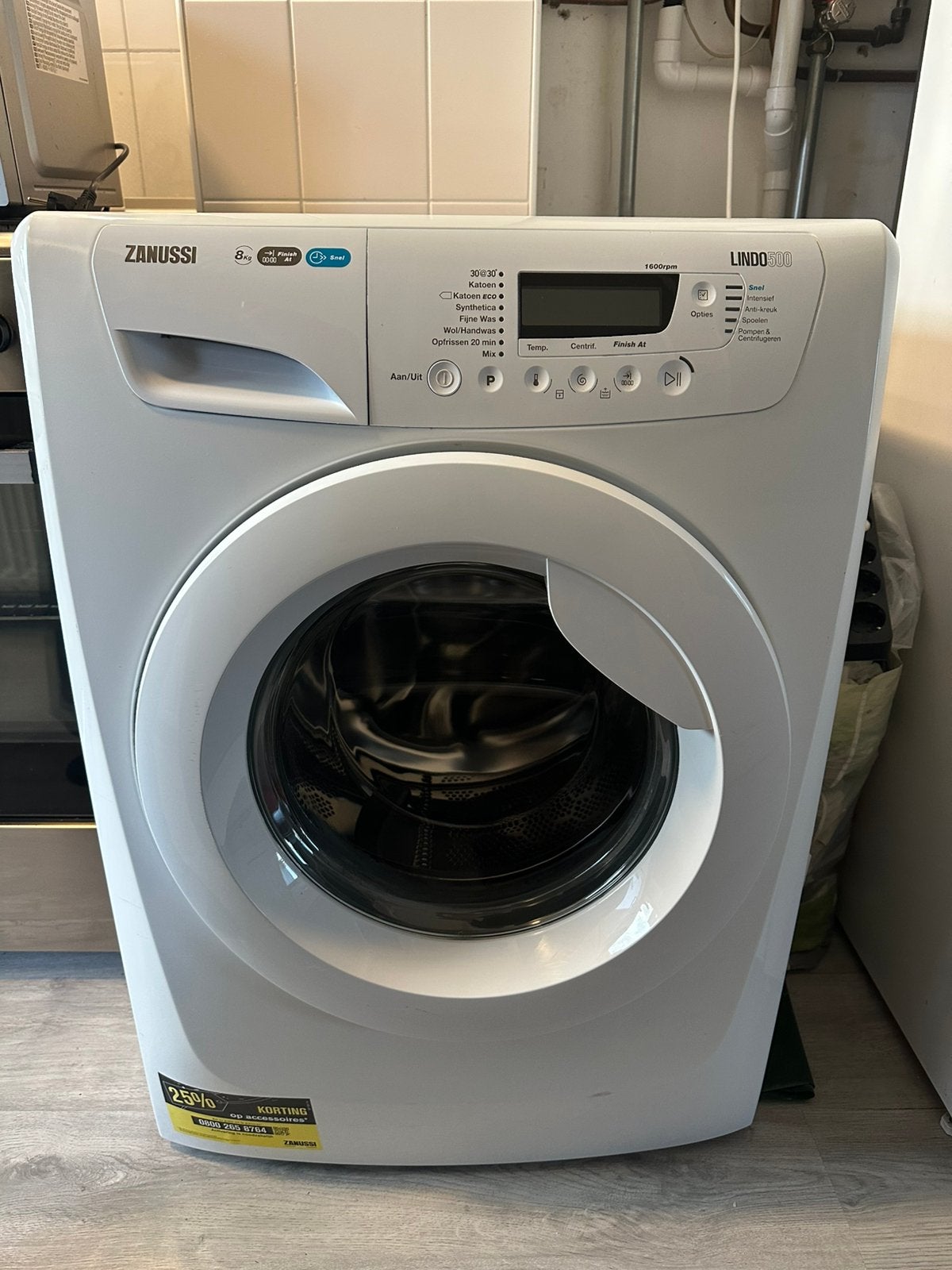 Zanussi Lindo 500 wasmachine – 8 kg – 1400 toeren, Ophalen, Zo goed als nieuw, Kort programma, 85 tot 90 cm