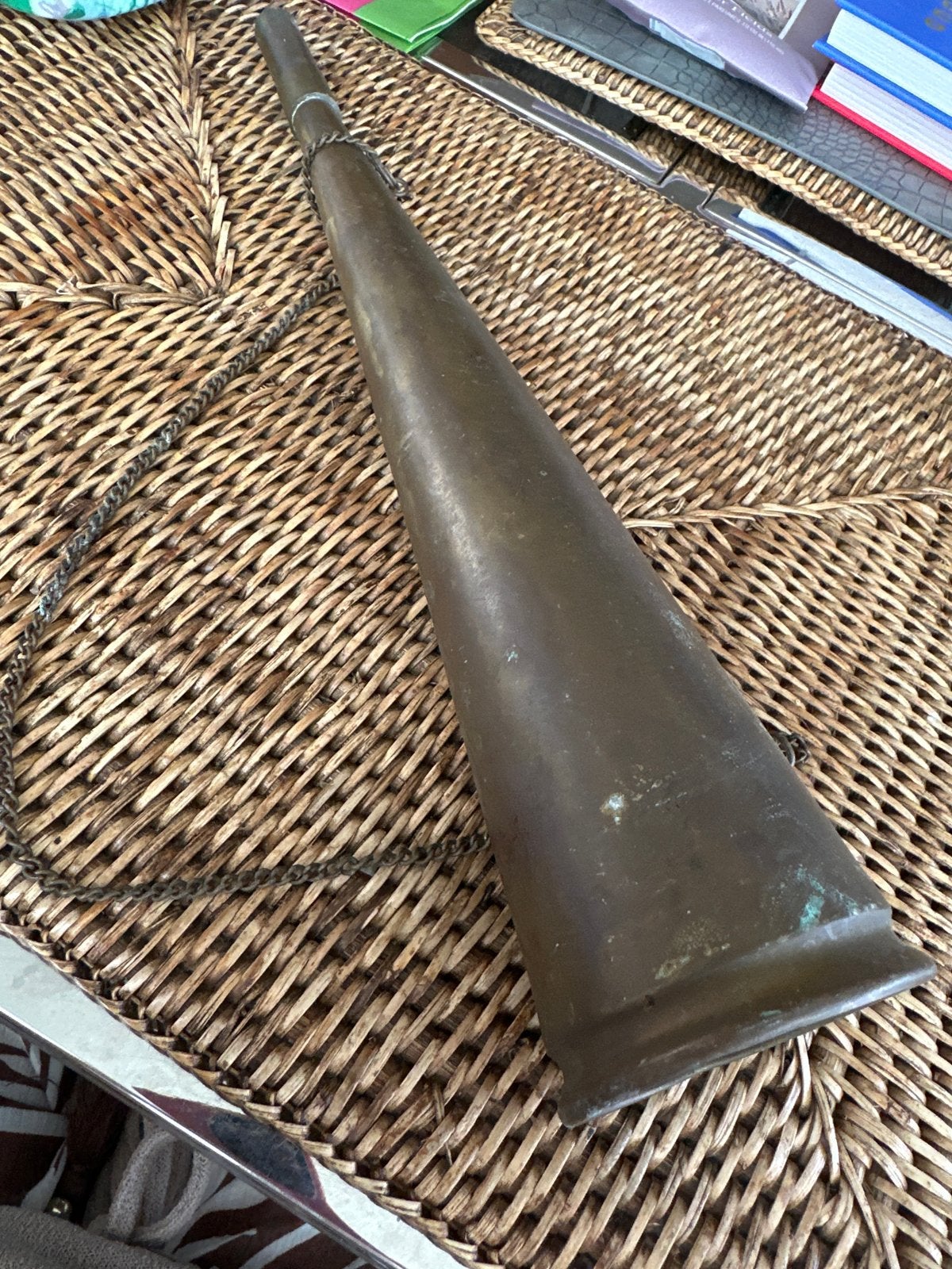Antieke Koperen Scheepstoeter met Ketting, Antiek en Kunst, Antiek | Koper en Brons, Ophalen of Verzenden, Koper