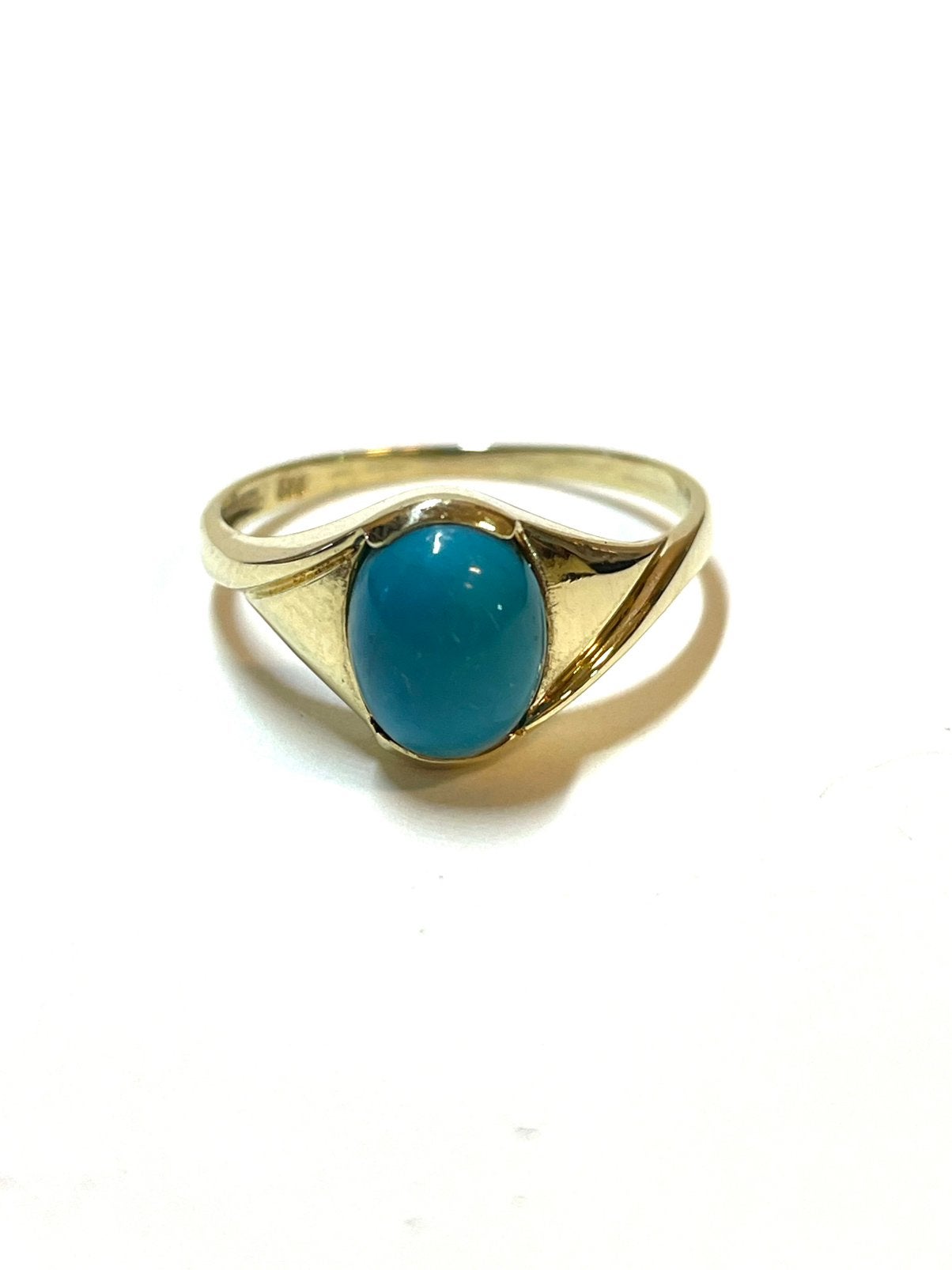 14k gouden ring met een blauwe steen, -, 19 tot 20, -, Ophalen of Verzenden