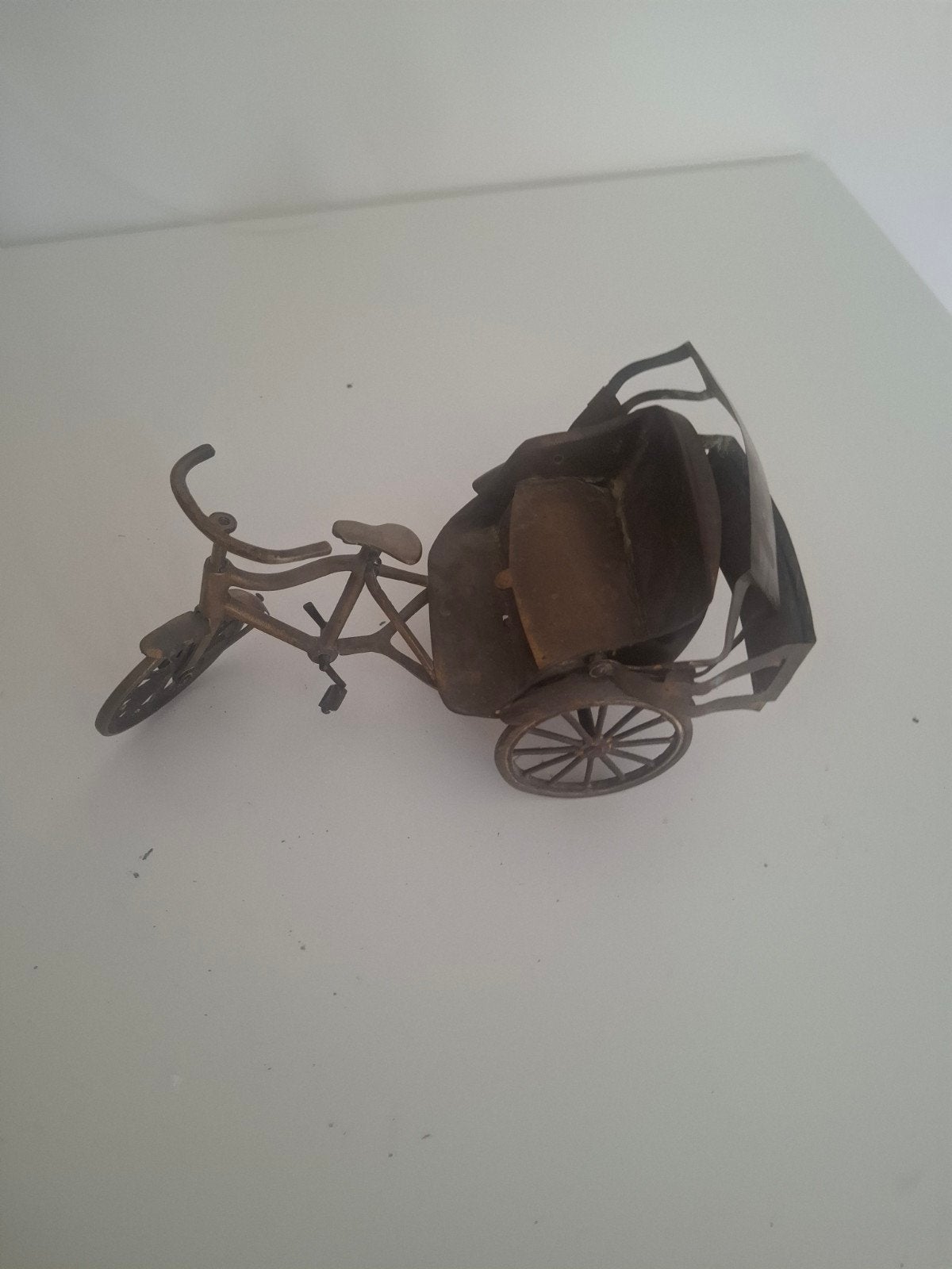Ouderwetse messing fiets driewieler miniatuur, Ophalen of Verzenden