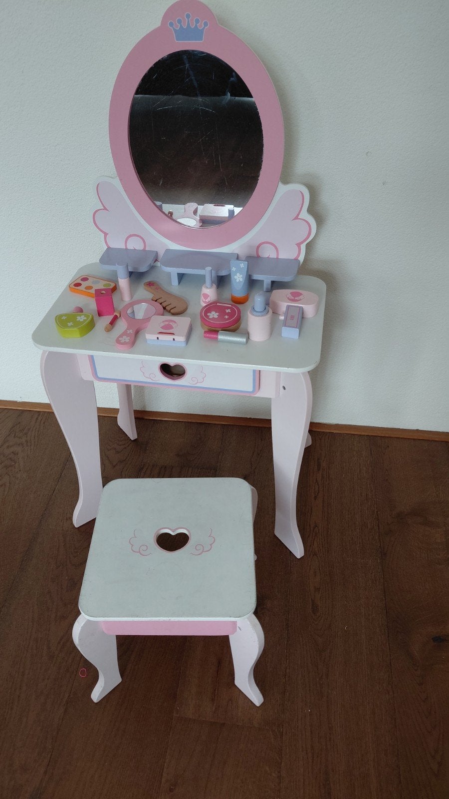 Houten kaptafel met krukje en accessoires voor kinderen, Ophalen, Gebruikt, Jongen of Meisje