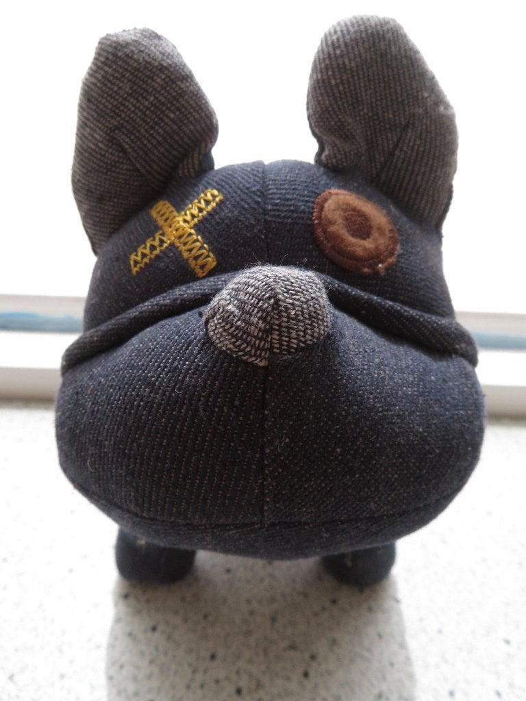 Knuffel Hond Buldog van BSI BV Roelofarendsveen jeansstof, Ophalen of Verzenden, Zo goed als nieuw, Hond, Wasbaar