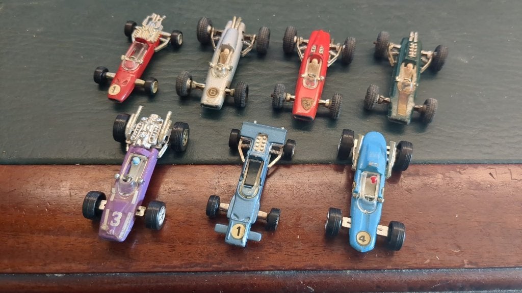 7 vintage jaren 60/70 Formule 1 modelletjes (+/- 6 cm), Verzamelen, Ophalen of Verzenden, Gebruikt, Formule 1