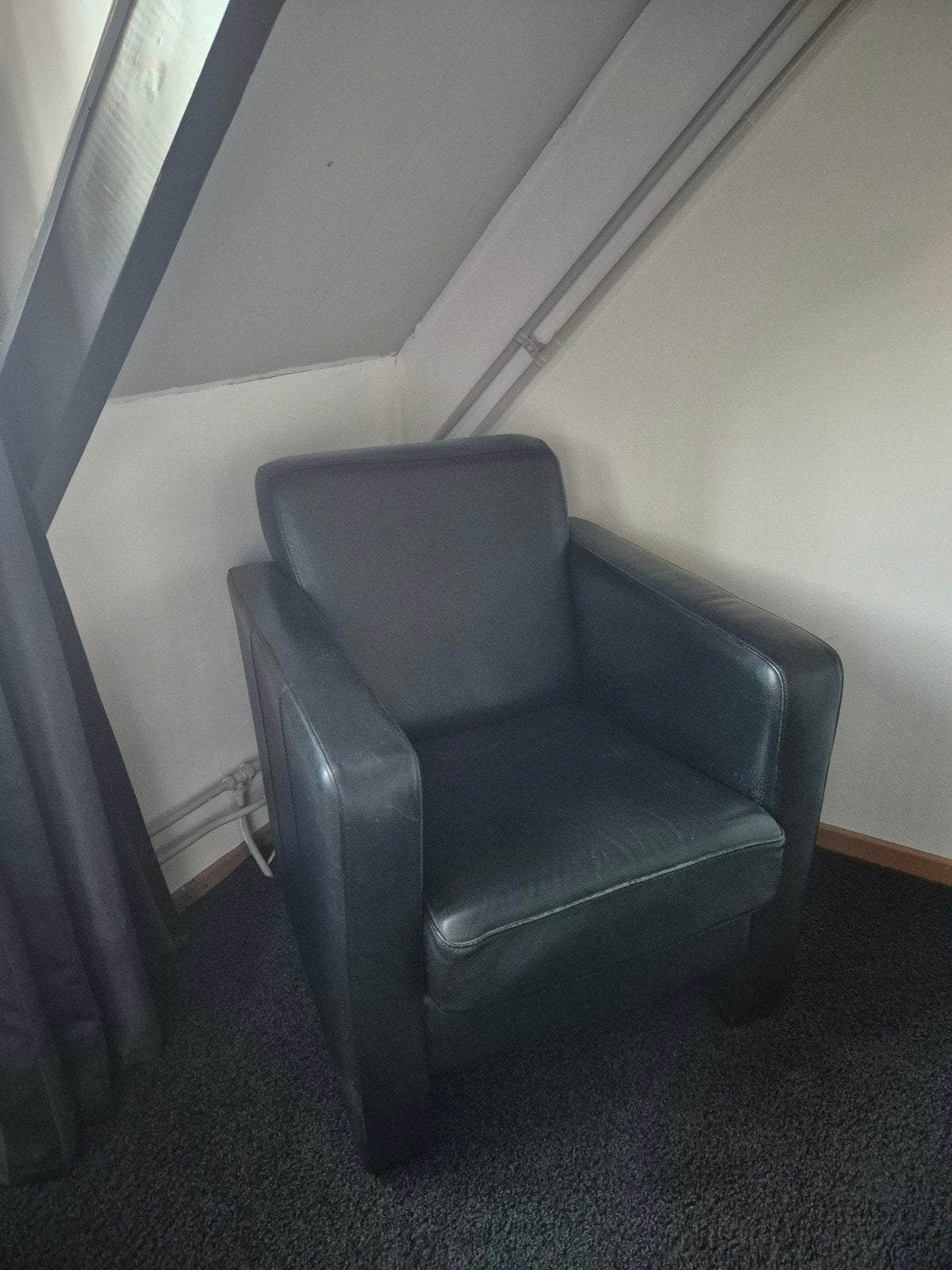 fauteuils zwart leer, Huis en Inrichting, Fauteuils, Ophalen, Gebruikt, 50 tot 75 cm, Leer