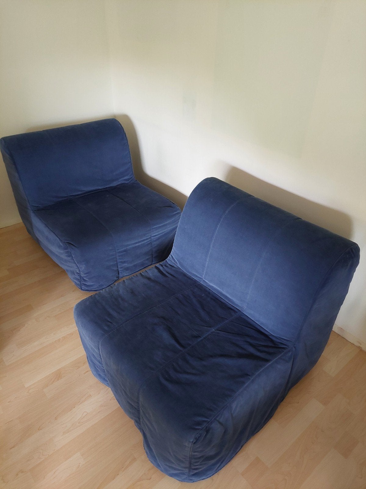 Lycksele slaapfauteuil blauw 2x, Ophalen, Zo goed als nieuw, Eenpersoons, Blauw