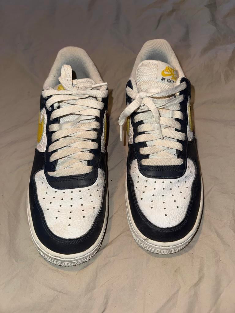 Nike Air Force 1 Low - blauw, Wit & Geel mt 41, Ophalen, Zo goed als nieuw, Zwart, Sneakers of Gympen
