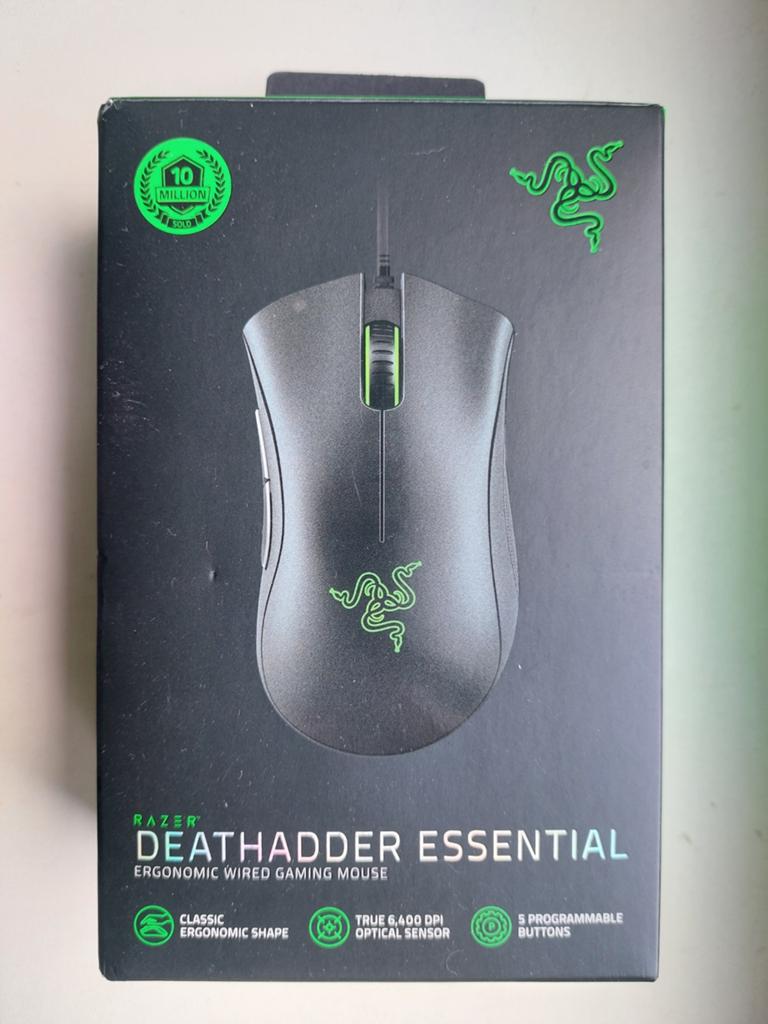 Razer DeathAdder Essential muis, Computers en Software, Muizen, Zo goed als nieuw, Muis, Rechtshandig, Bedraad, Ergonomisch, Gaming muis
