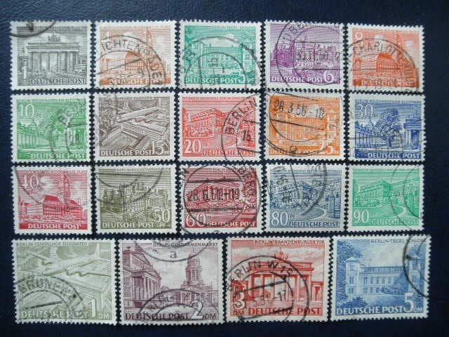 Postzegels Duitsland Berlijn 1949 gebouwen - cw. 50,00., Ophalen of Verzenden, BRD, Gestempeld