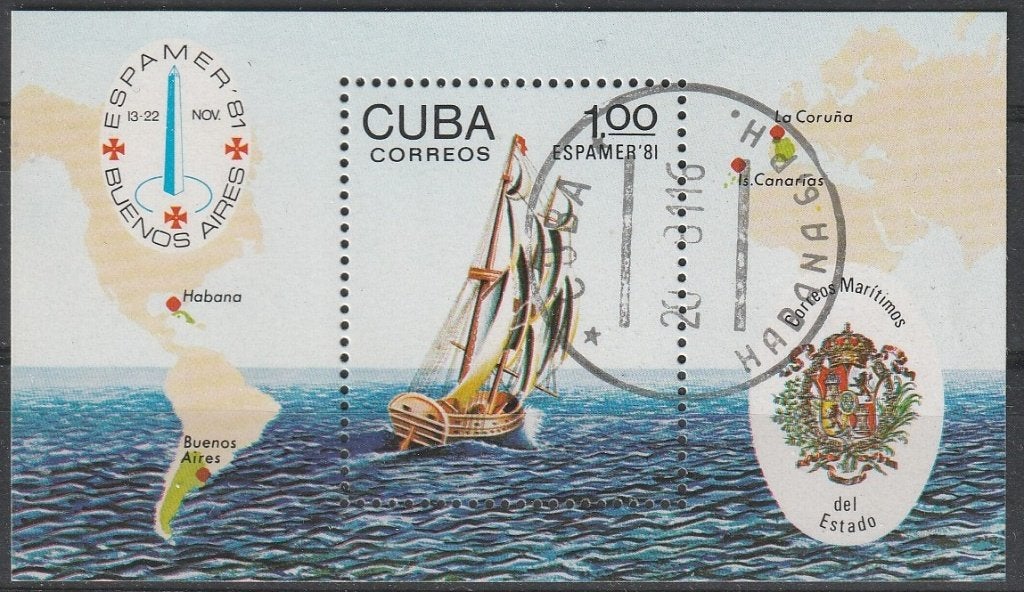 4283. Cuba Blok 70 gest. Postzegeltentoonstelling, Postzegels en Munten, Postzegels | Amerika, Ophalen of Verzenden, Gestempeld