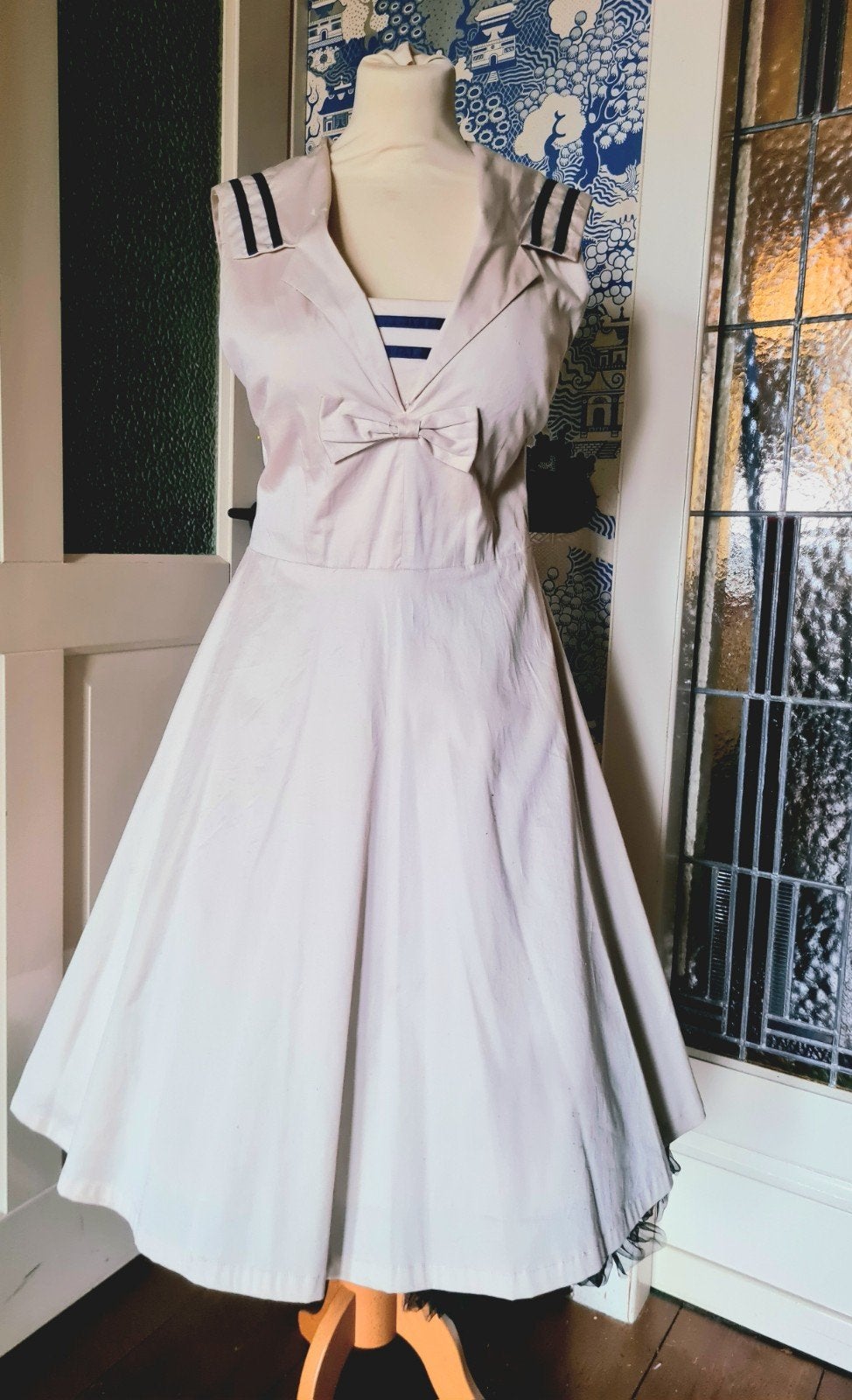 Vintage jaren 50 rockabilly Matrozenjurk Edith & Ella 40, Kleding | Dames, Jurken, Wit, Maat 46/48 (XL) of groter, Nieuw, Ophalen of Verzenden