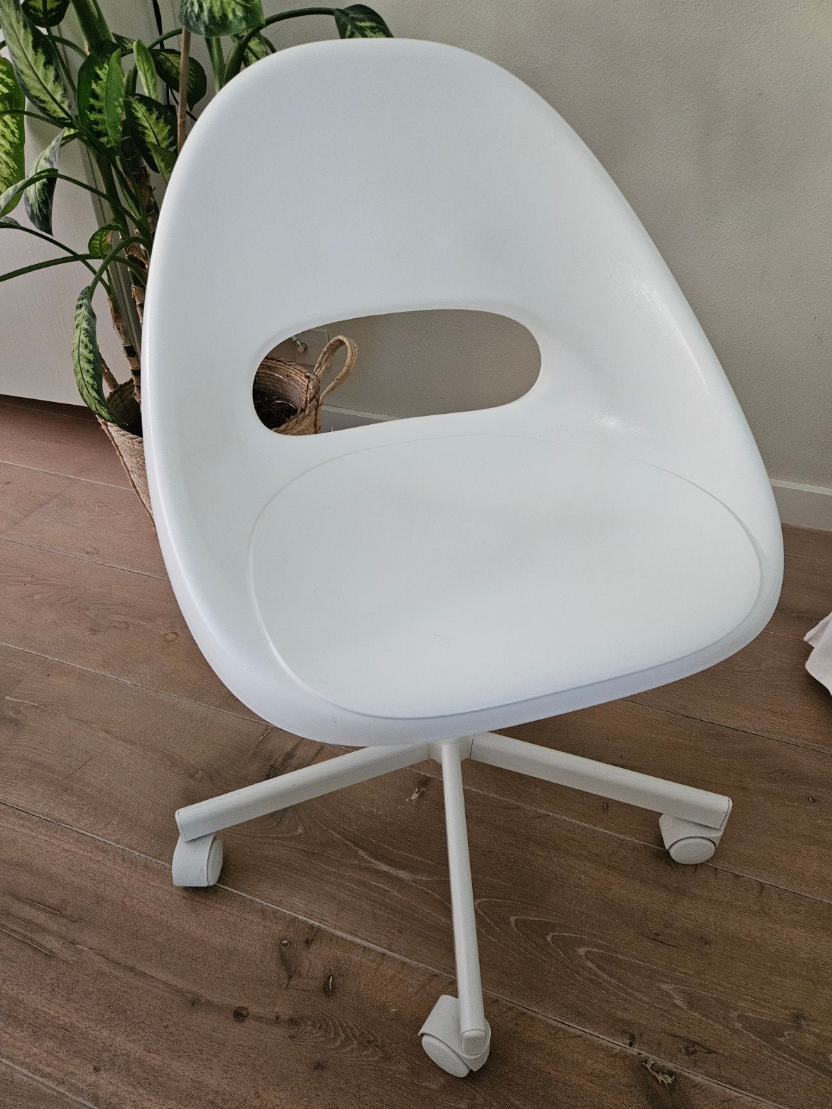 IKEA BLYSKAR bureaustoel wit, Ophalen, Kunststof, Gebruikt, Modern, Scandinavisch