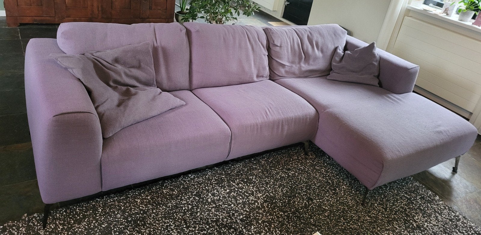 Hoekbank / bank met lounge deel, antraciet, Ophalen, Gebruikt