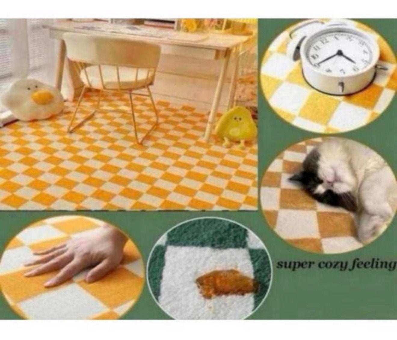 Geel geblokt tapijt vloerkleed blokken 200x140 gele wit blok, Huis en Inrichting, Stoffering | Tapijten en Kleden, 100 tot 150 cm