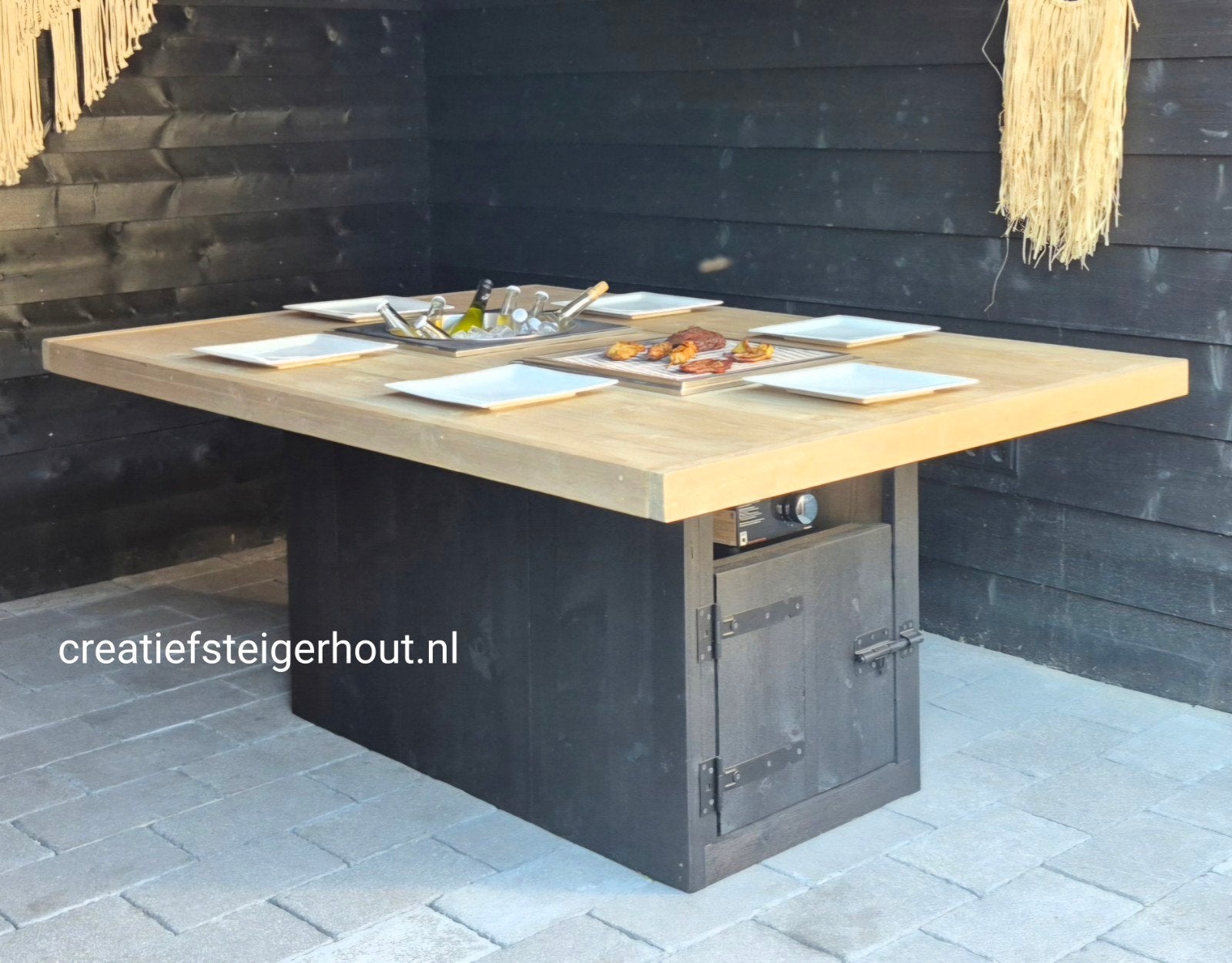BBQ-tafel gasbarbecue en drankelement ingebouwd in tafel, Ophalen of Verzenden, Nieuw