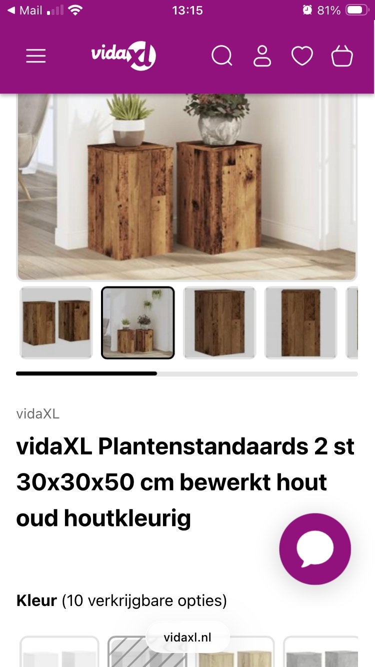 Twee houten plantenstandaards (of bijzettafeltjes), Ophalen, Nieuw