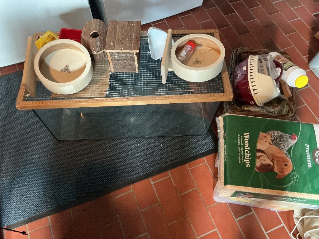 knaagdierkooi van glas compleet, Dieren en Toebehoren, Knaagdieren en Konijnen | Hokken en Kooien, Minder dan 60 cm, Kooi, Gebruikt