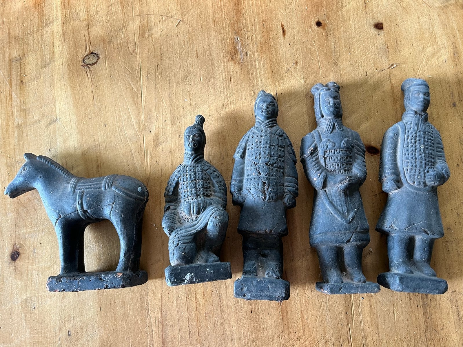 Set van 4 terracotta krijgers en paard, Ophalen, Groep mensen, Minder dan 20 cm, Handgemaakt