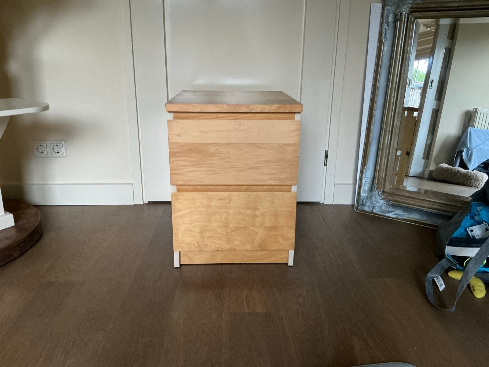 Houten ladekastje met 2 laden - 40x48x55 cm, Ophalen, Minder dan 50 cm, Gebruikt, 1 of 2 laden