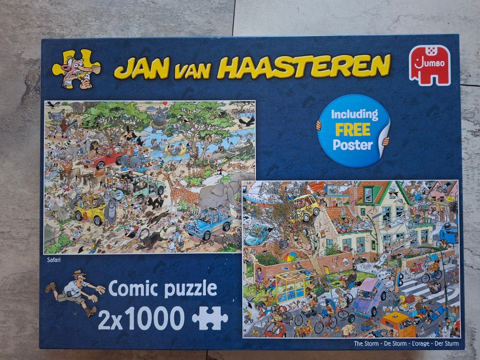 Jan van Haasteren: 21000 stukjes puzzel (De Storm & Safari), Ophalen of Verzenden, 500 t/m 1500 stukjes, Gebruikt, Legpuzzel