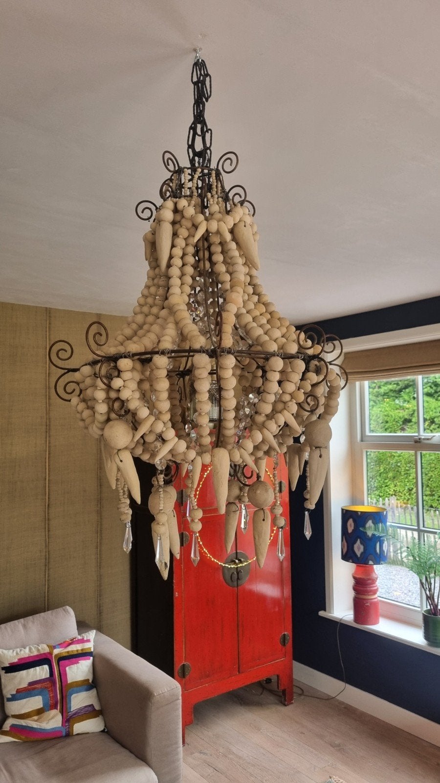Unieke Mudio studio chandelier, Huis en Inrichting, Ophalen, Zo goed als nieuw, Natuurlijk materiaal, Bohemian, Rustiek, Eclectisch