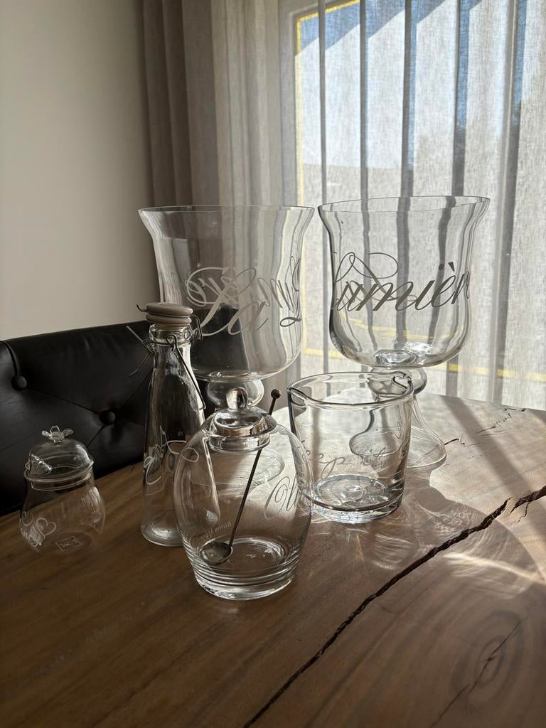 Diverse glazen items Riviera Maison, Ophalen, Gebruikt, Hout, Minder dan 50 cm