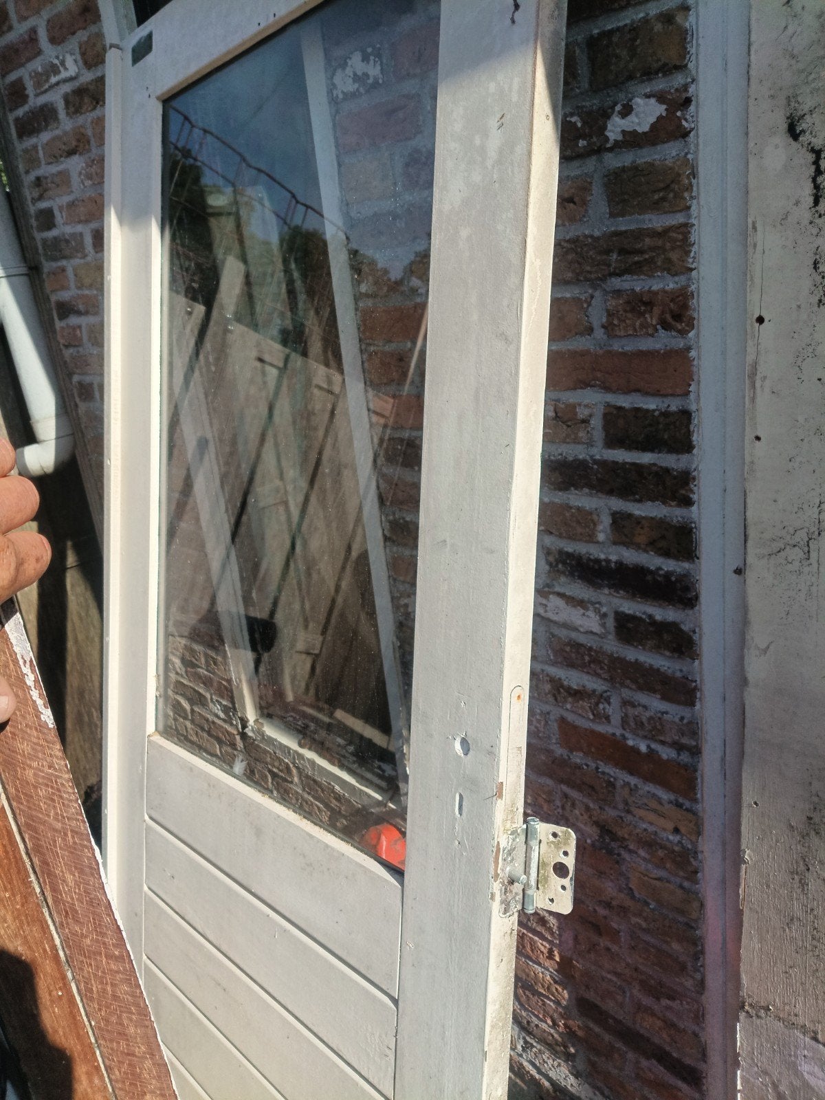 5 hardhouten deuren met raam - diverse kleuren, Ophalen, Gebruikt, Buitendeur, 200 tot 215 cm