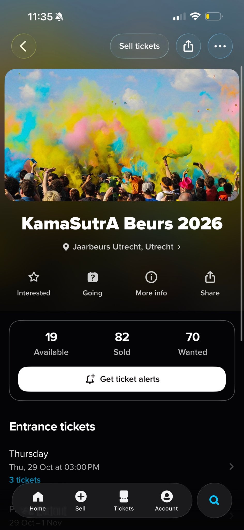 Kamasutra beurs 2 tickets €25,- per stuk