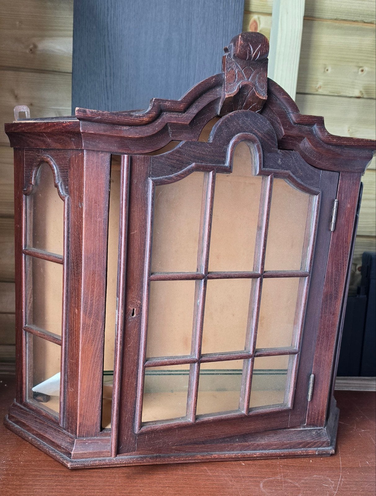Oud houten vitrinekastje, Huis en Inrichting, Kasten | Vitrinekasten, Ophalen, Gebruikt, 50 tot 100 cm, Minder dan 100 cm