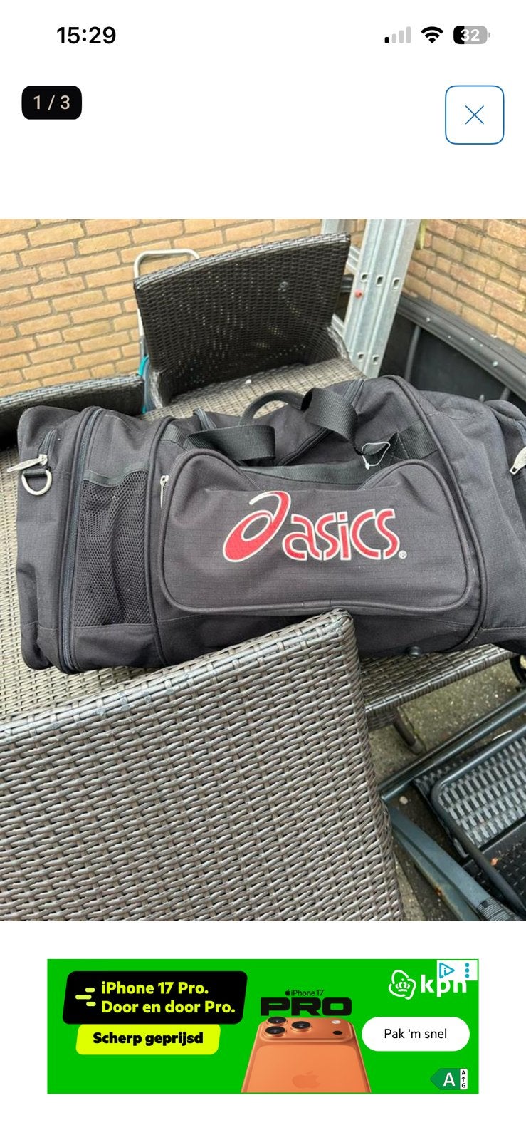 Tennis tas van Asics, vrij groot, prima staat, Ophalen of Verzenden, Zo goed als nieuw