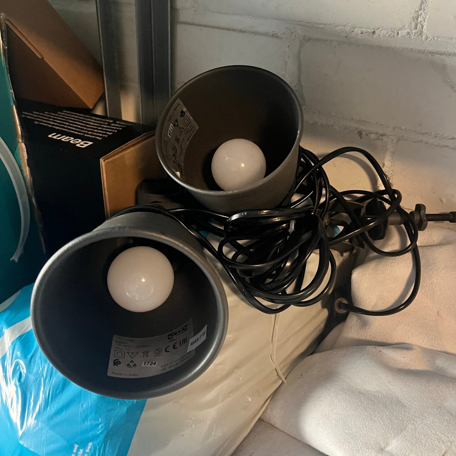 IKEA dubbele spotlamp met klem - Gebruikt, Gebruikt, Overige typen, E14 (klein), Ophalen of Verzenden
