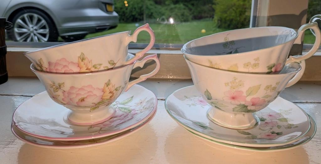 Set van 4 Springfield China theekopjes met schotels, Ophalen of Verzenden