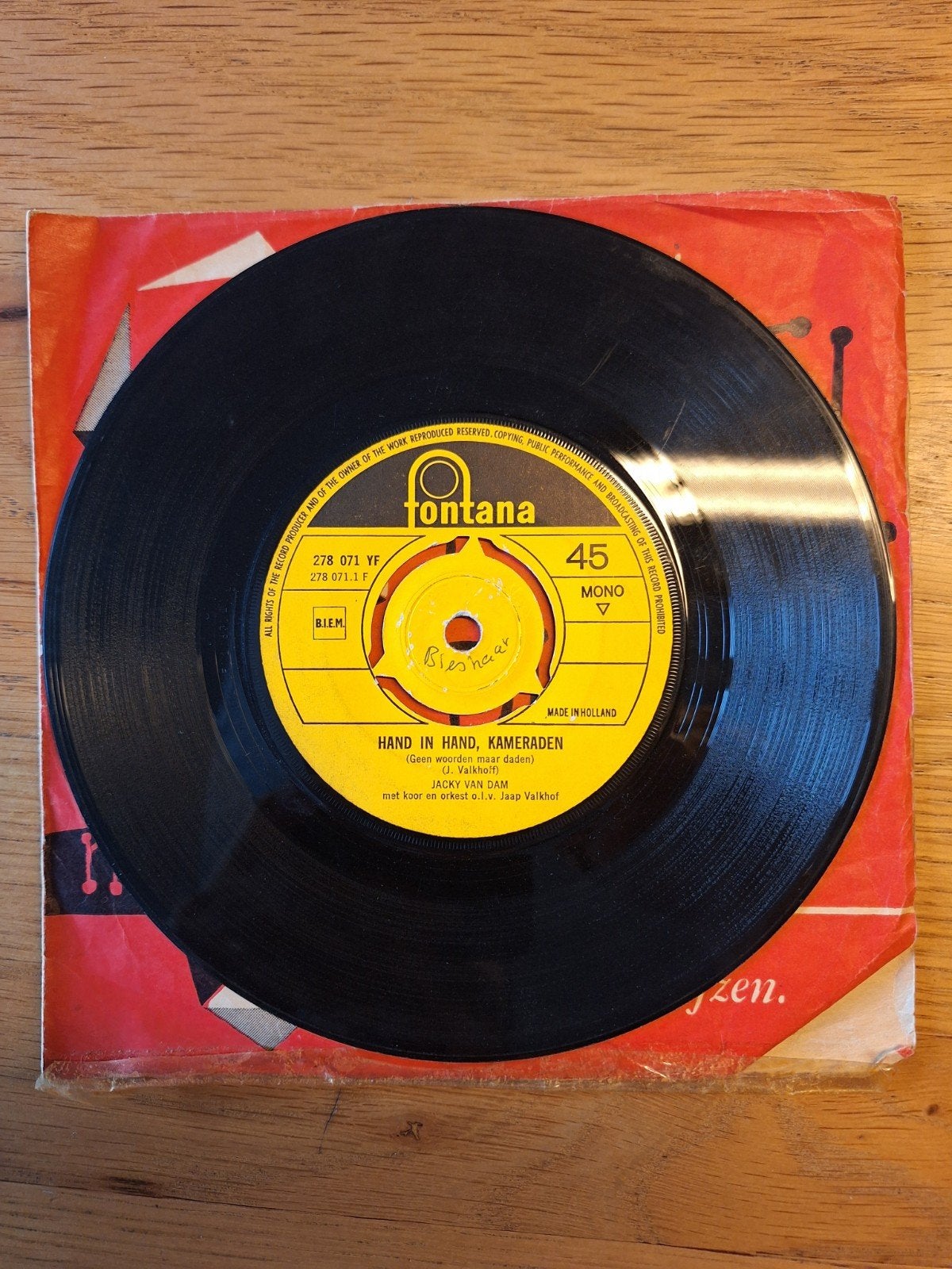 Jacky van Dam - Hand in Hand, Kameraden (Fontana 45 toeren), Gebruikt, 7 inch, Ophalen of Verzenden, EP