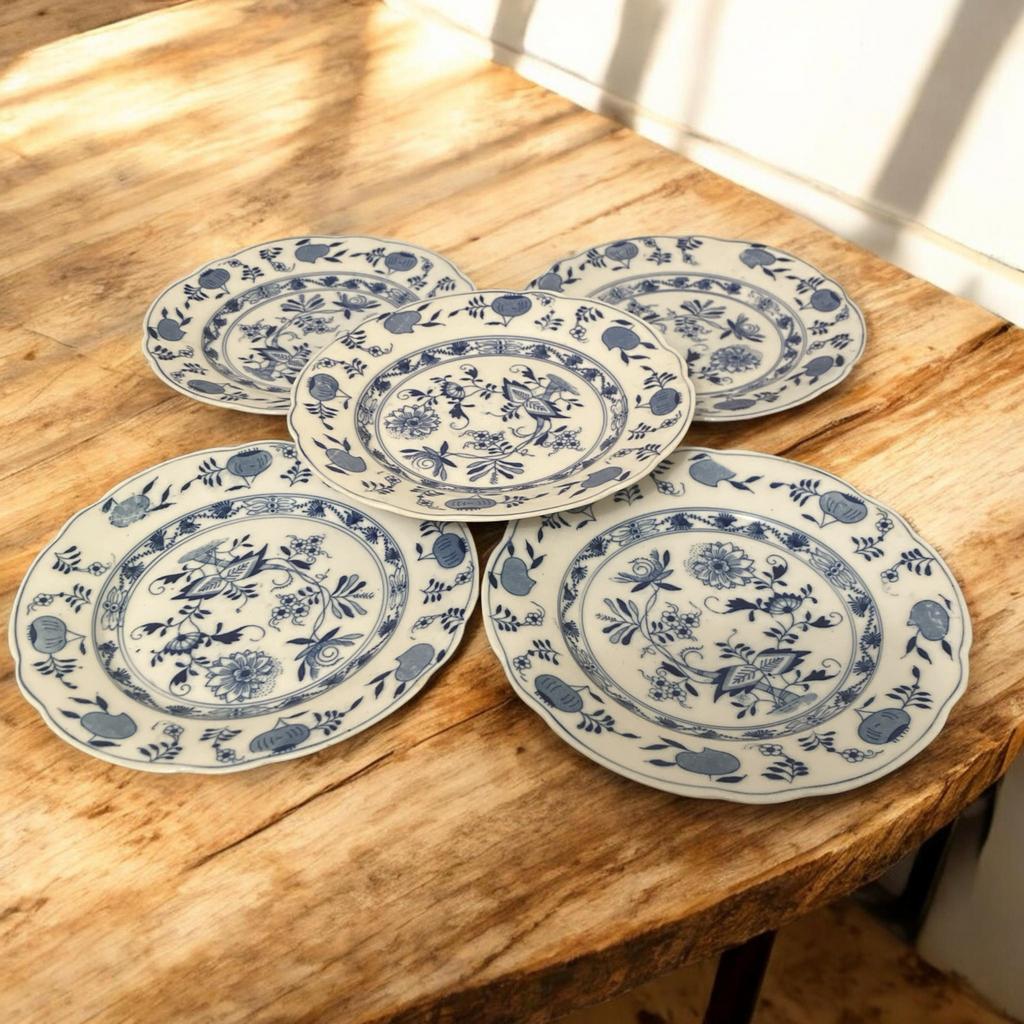 Louis Regout Bleu Onion Borden - 1883 Set van 5 (62,50), Antiek en Kunst, Antiek | Servies los, Ophalen of Verzenden