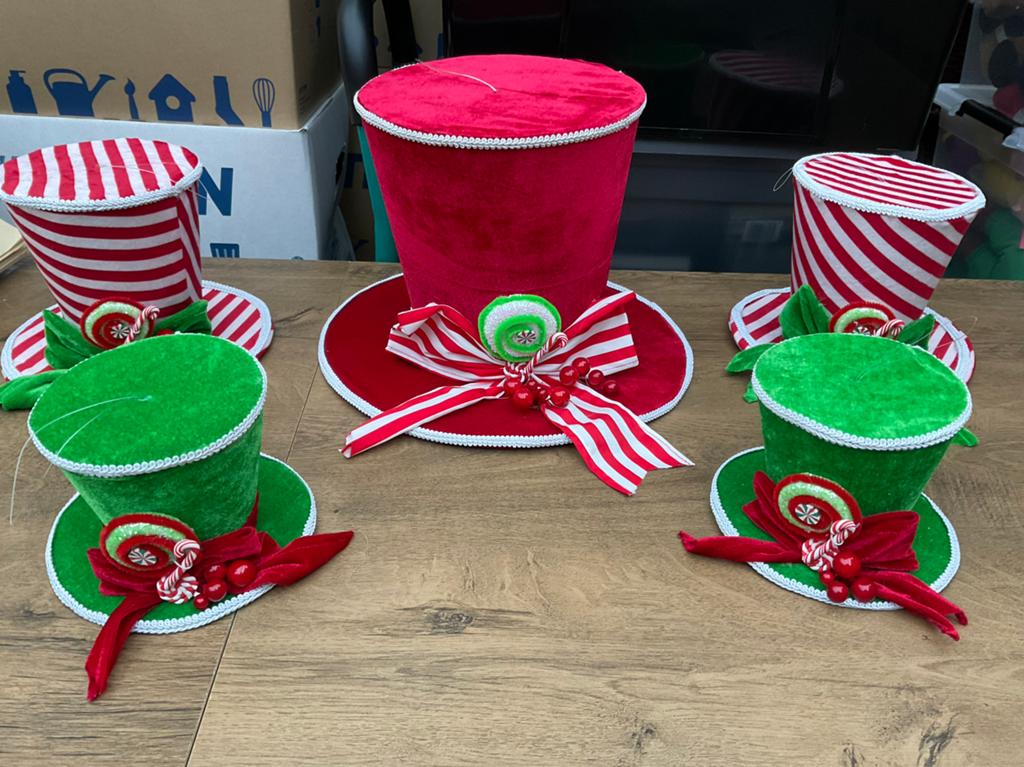 5 nieuwe zgan kerst hoeden fluweel rood groen wit, Ophalen, Nieuw