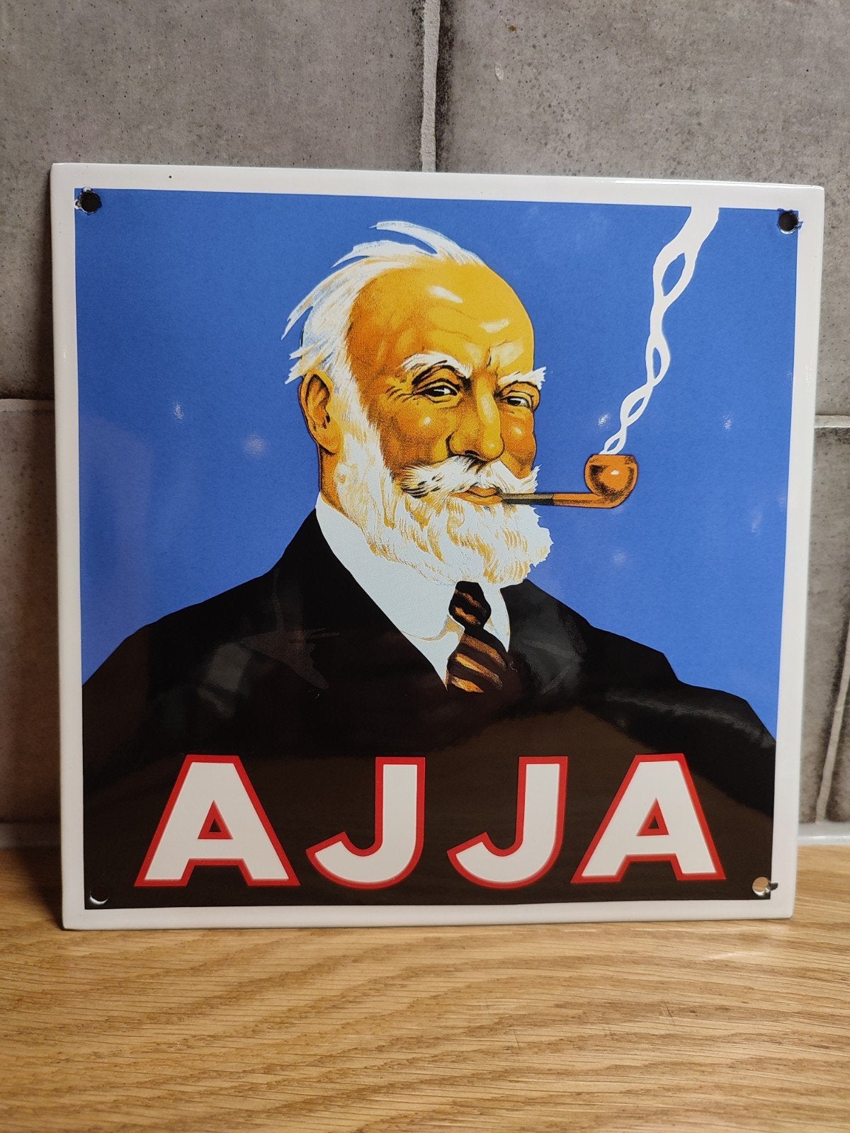 Emaille bord Ajja, Verzamelen, Ophalen of Verzenden, Zo goed als nieuw, Reclamebord
