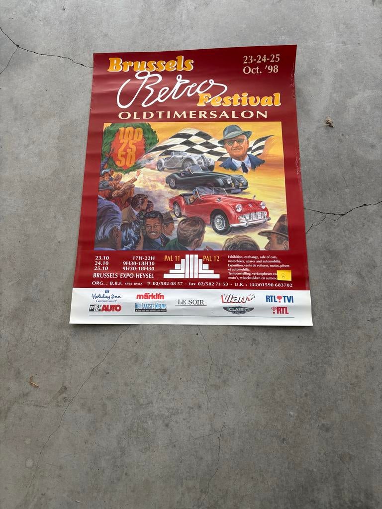 Vintage Brussels Retro Festival Oldtimersalon Poster 1998, Ophalen, A1 t/m A3, Overige onderwerpen, Rechthoekig Staand