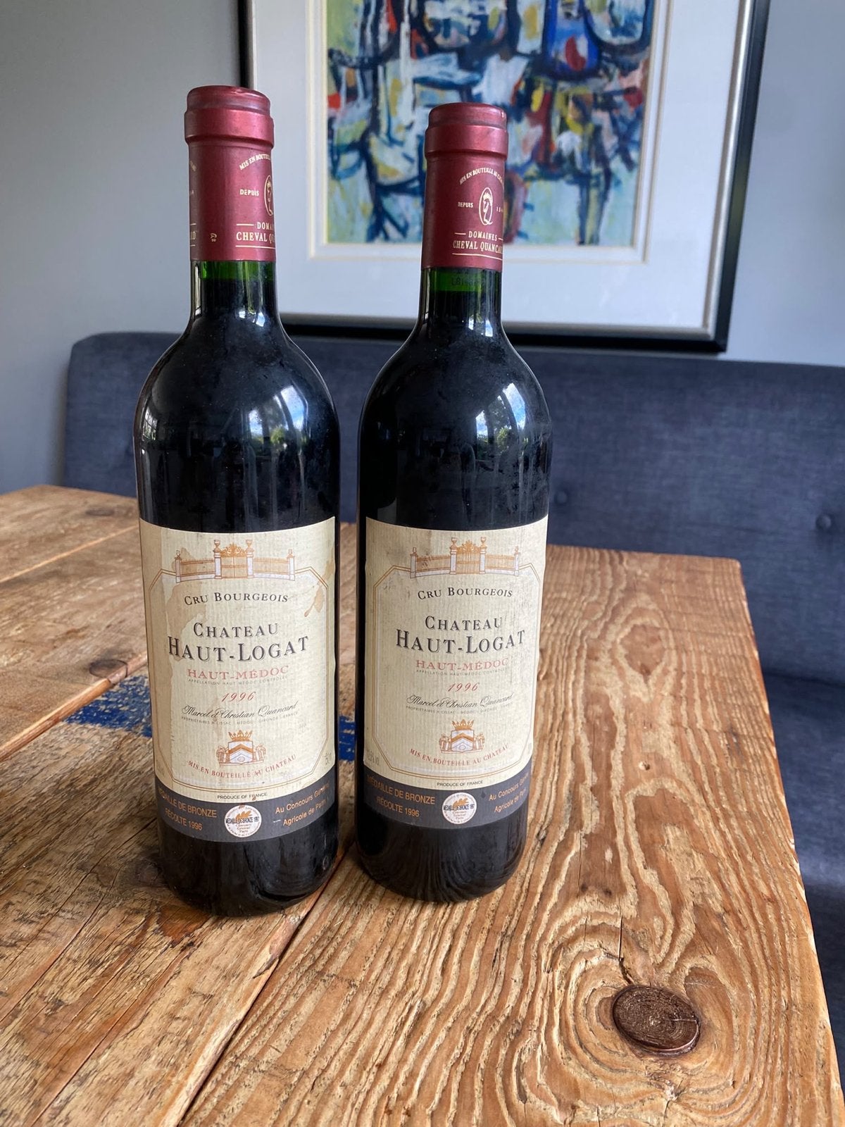 Château Haut-Logat Haut-Médoc 1996 - 2 flessen, Ophalen, Gebruikt, Frankrijk, Rode wijn