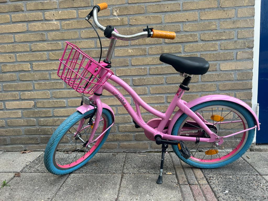 Leuke kinderfiets te koop, Ophalen, Gebruikt, Terugtraprem, Minder dan 16 inch