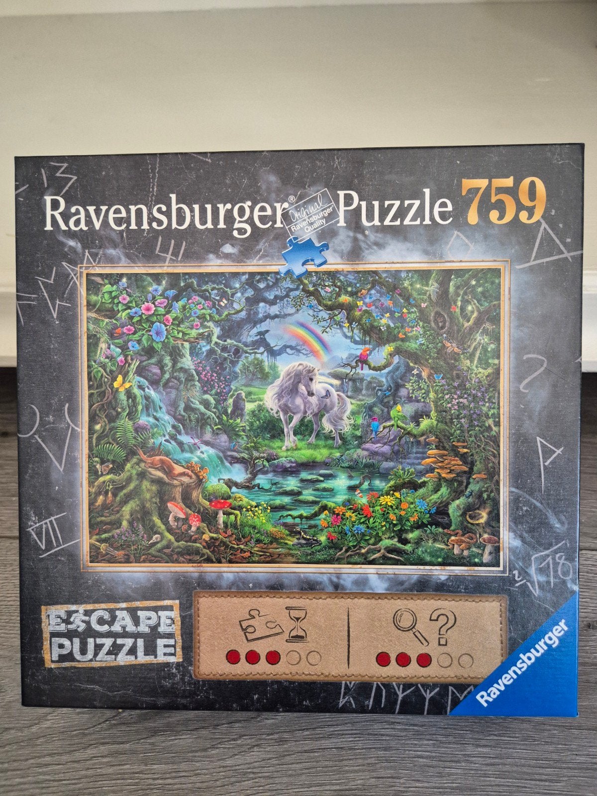 Ravensburger Escape Puzzle 759 Eenhoorn, Ophalen, 500 t/m 1500 stukjes, Zo goed als nieuw, Legpuzzel