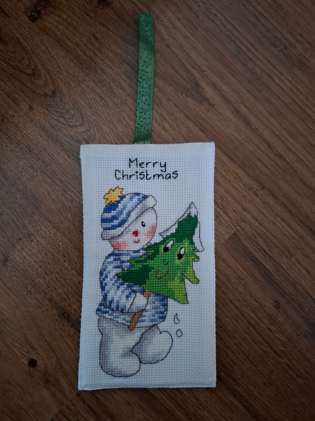 Geborduurde kerst boekenlegger sneeuwpop met kerstboom.
Hele, Ophalen of Verzenden, Nieuw