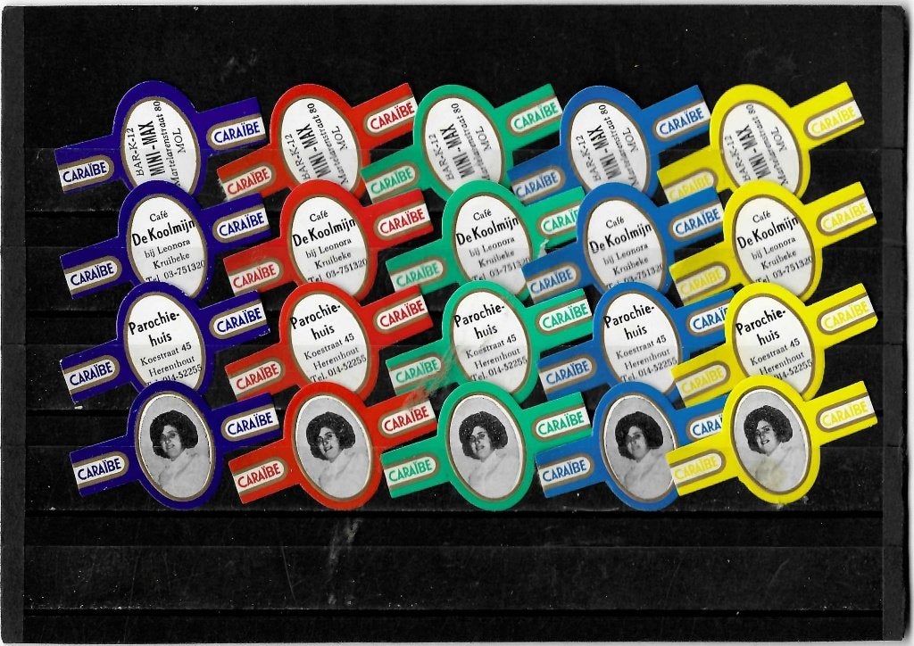 Caraibe reklamebanden  4 sets  4 x 5 st, Ophalen of Verzenden, Gebruikt, Sigarenbandjes