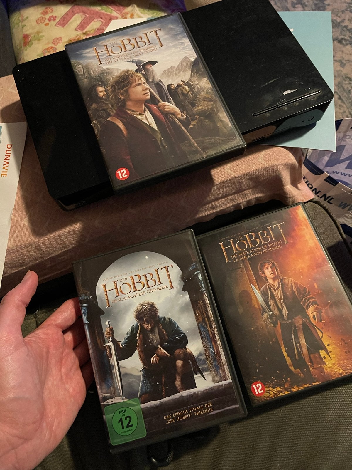 The Hobbit Trilogie - Deel 1, 2 en 3 op DVD, Gebruikt, Nederlands, Vanaf 12 jaar, Inclusief doosje