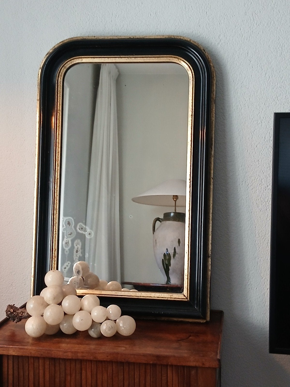 Charmante Antieke Franse Louis Philippe Spiegel, Ophalen, Rechthoekig, 50 tot 100 cm