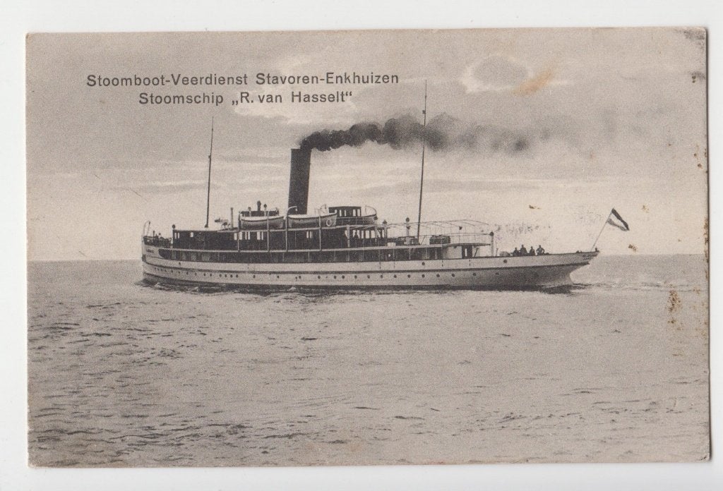 Stoomboot-Veerdienst Stavoren-Enkhuizen R. van Hasselt 1923, Verzenden, 1920 tot 1940, Gelopen, Friesland