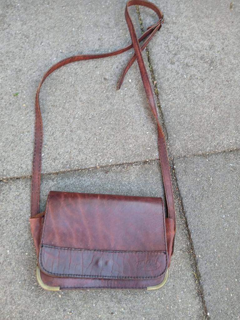Vintage leren tas, Ophalen of Verzenden, Gebruikt, Bruin