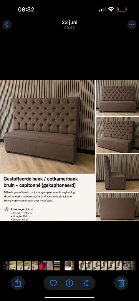 Gestoffeerde bank / eetkamerbank, Ophalen, Minder dan 75 cm, 150 tot 200 cm, Zo goed als nieuw